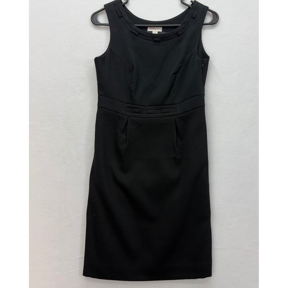 Merona Sheath Dress Women 2 Black Sleeveless Piqué Textured Career LBD Office - Picture 10 of 12